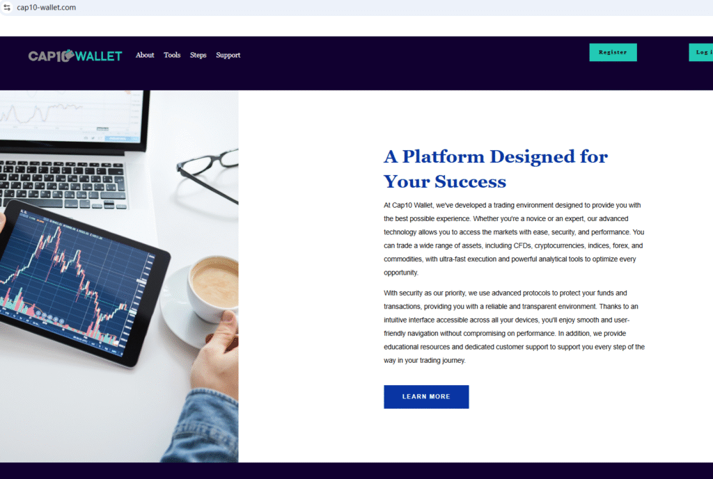 Cap10-wallet.com fake wallet website screenshot